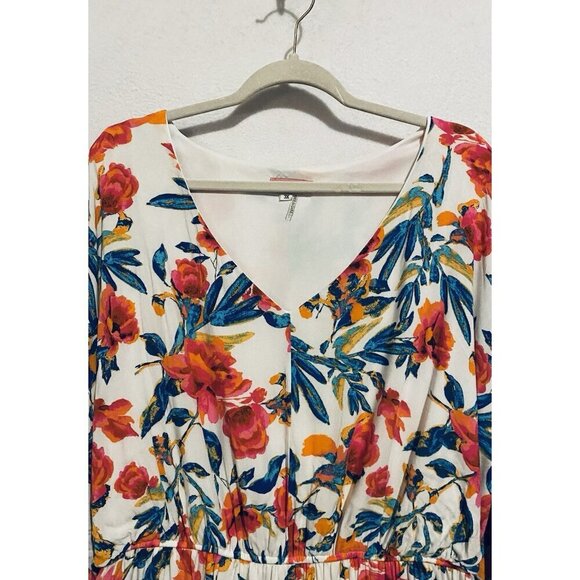 Andree By Unit Dress Womens 3X Floral Dolman Sleeve V Neck Boho Cottagecore - Picture 3 of 7